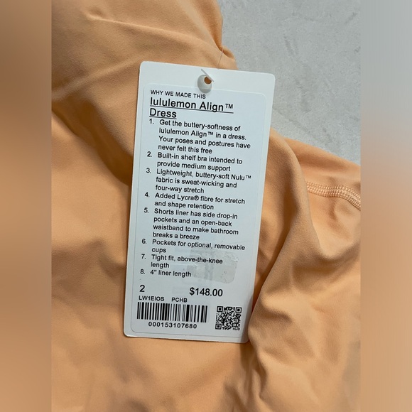 NEW Lululemon Align Dress Peach Bellini Built in Shorts Butterly Soft Size 2 - Picture 10 of 11